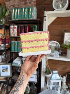 YELLOW & PINK CAKE PLANTER WITH DRAINAGE